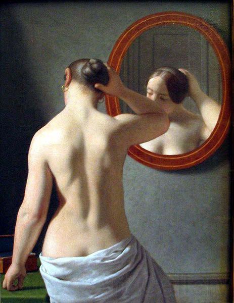 Christoffer Wilhelm Eckersberg Woman Standing in Front of a Mirror Germany oil painting art